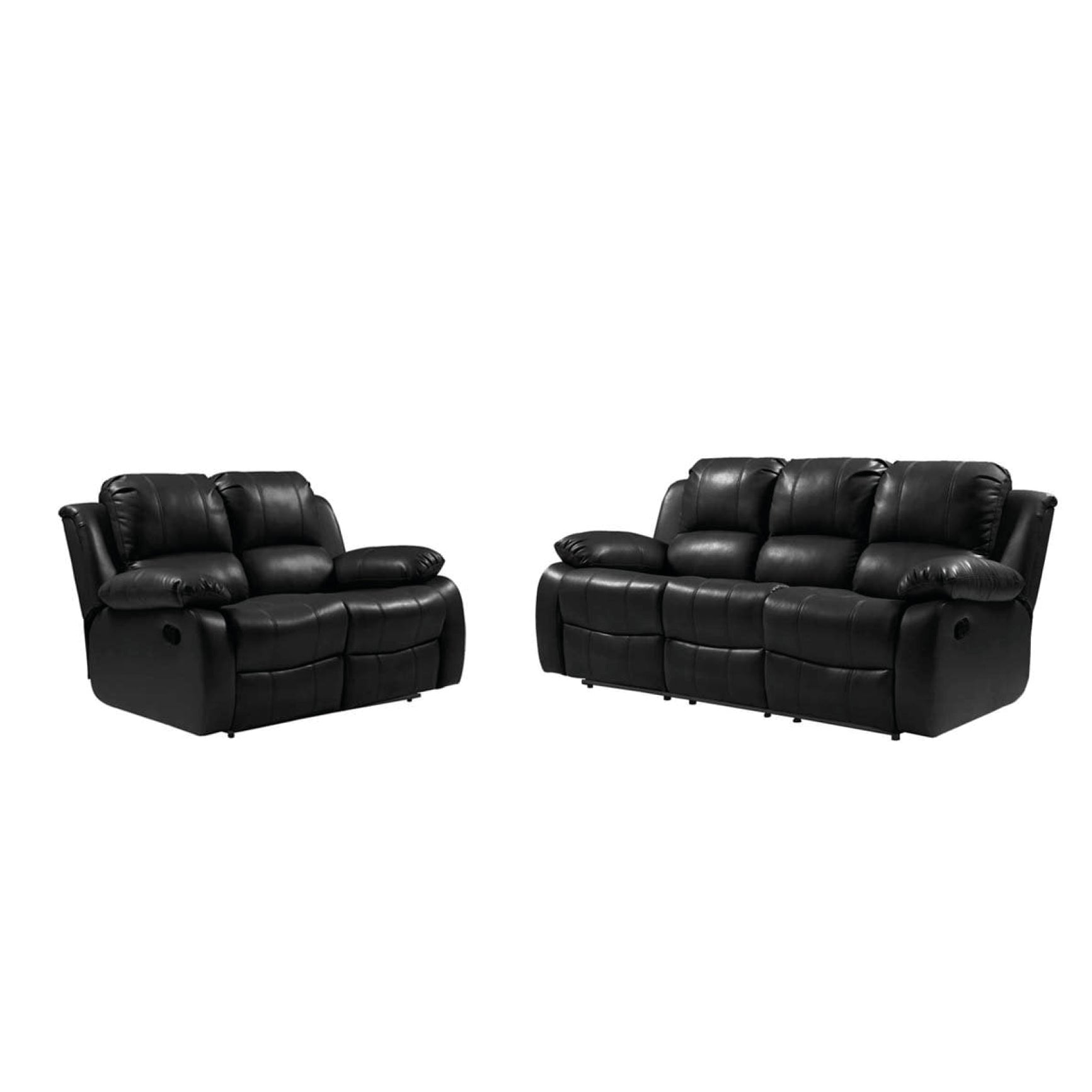 Valencia Black Leather Recliner 3+2 Seater Sofa Set