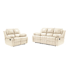 Valencia Cream Leather Recliner 3+2 Seater Sofa Set
