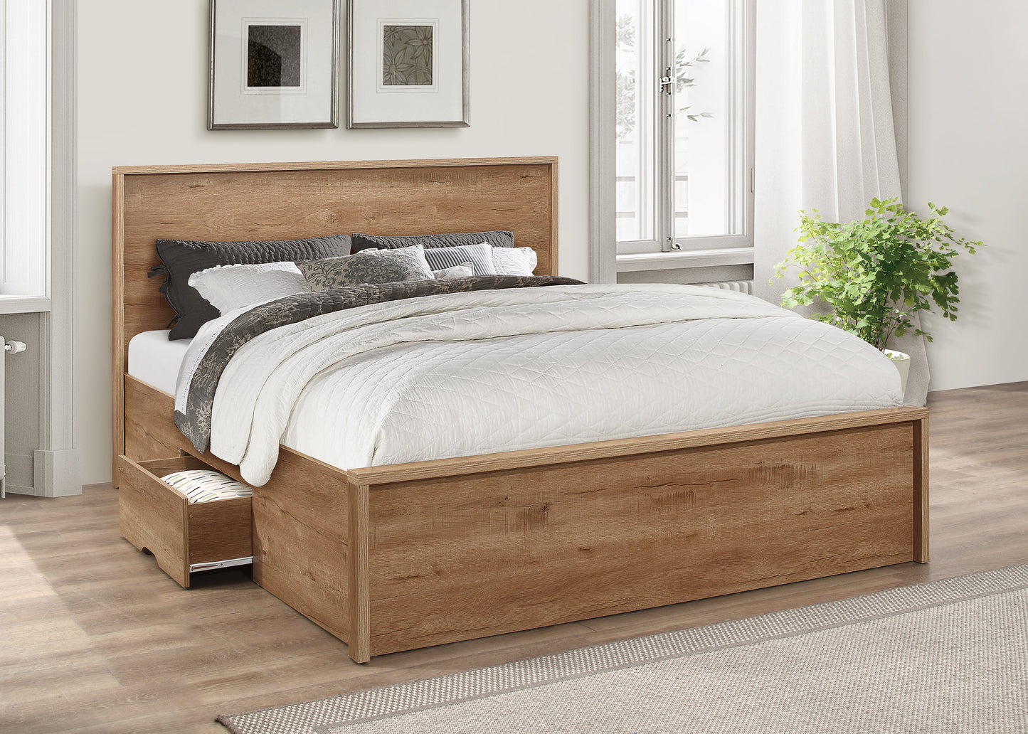 Stockwell Rustic Oak Small Double Bed + Comfort Small Double Mattress
