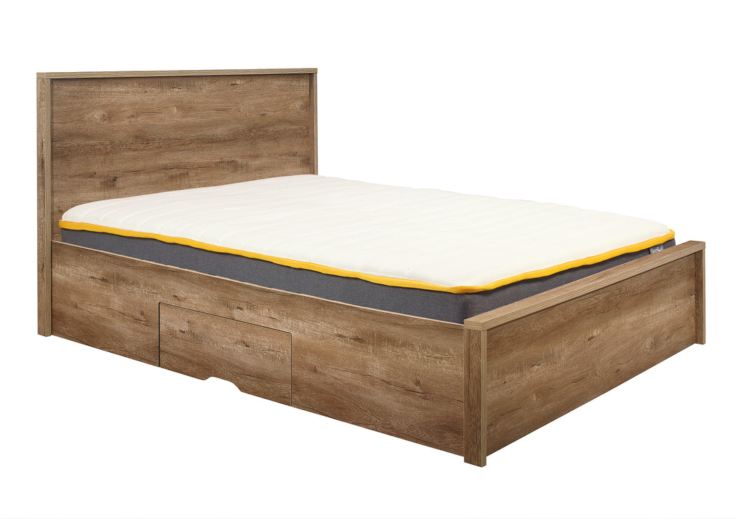 Stockwell Rustic Oak Small Double Bed + Comfort Small Double Mattress
