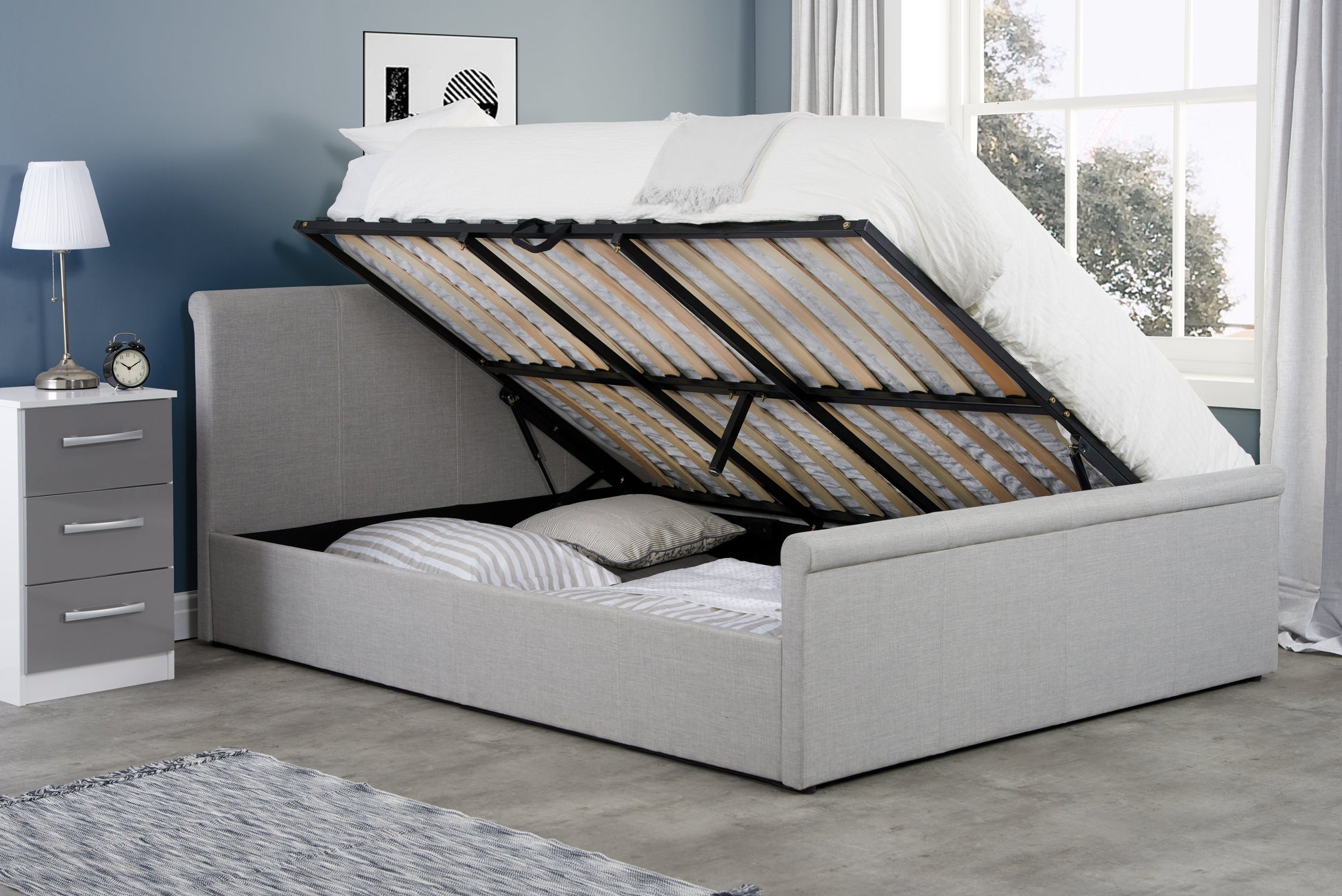 Stratus Grey King Ottoman Bed