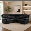 Selina Black Leather Manual Recliner 5 Seater Sofa