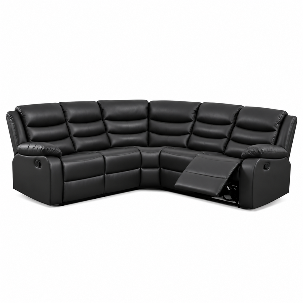 Selina Black Leathe 5 Seater Manual Recliner