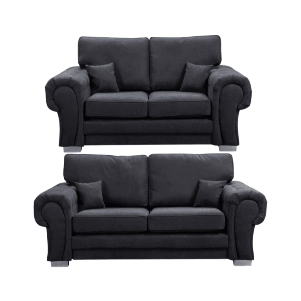 Serona Black Fabric High Back 3 + 2 Sofa Set