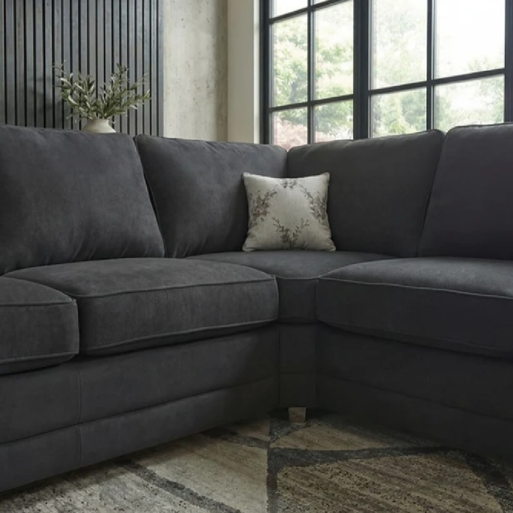 Serona Black Fabric Full Back Corner Sofa
