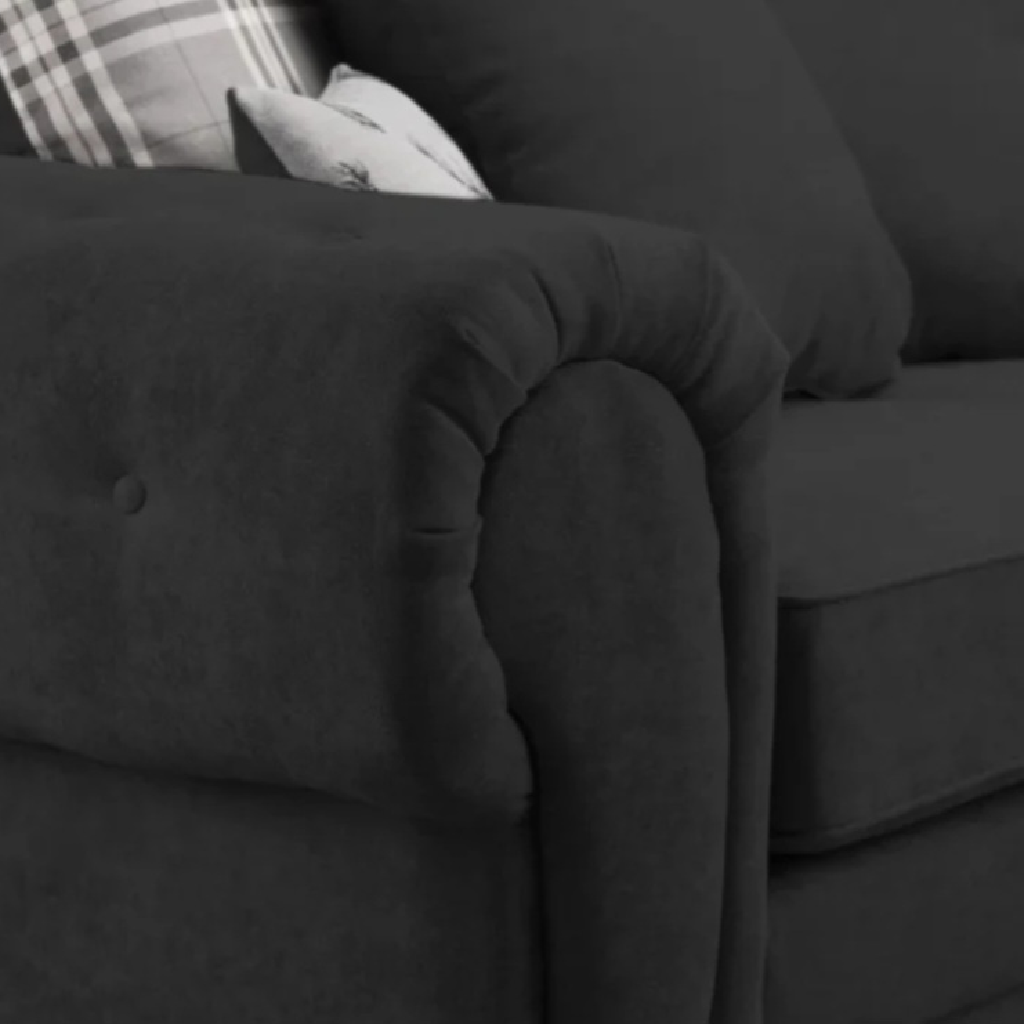 Serona Black Fabric Scatter Cushions Corner Sofa