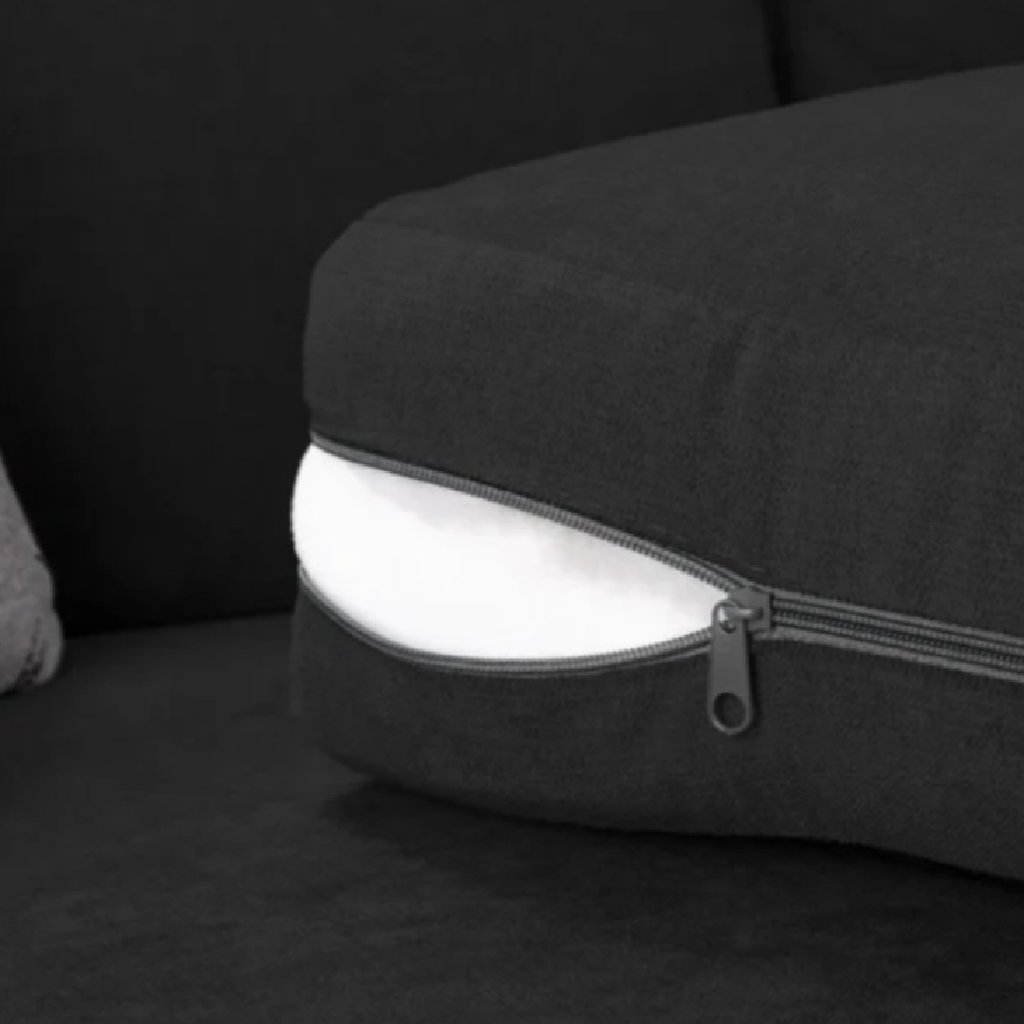 Serona Black Fabric Scatter Cushions Corner Sofa