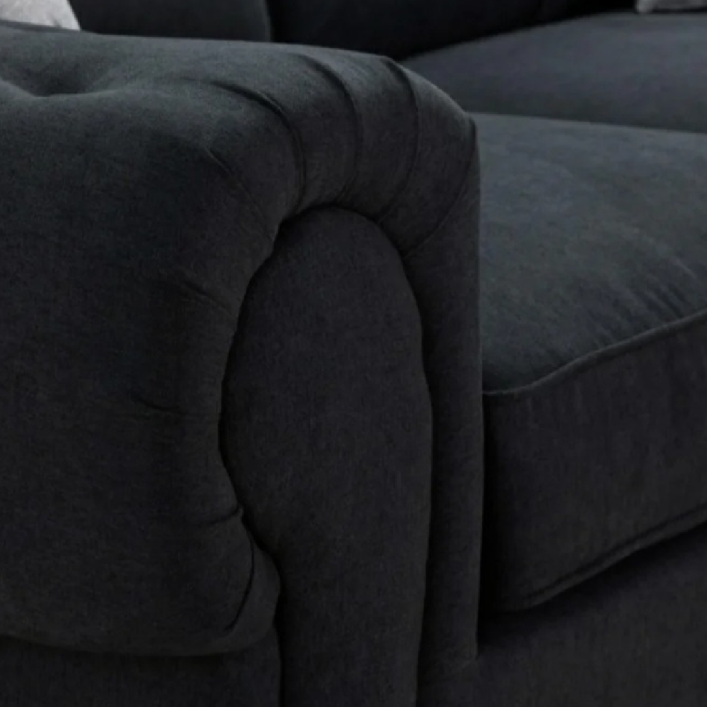 Serona Black Fabric Full Back Corner Sofa