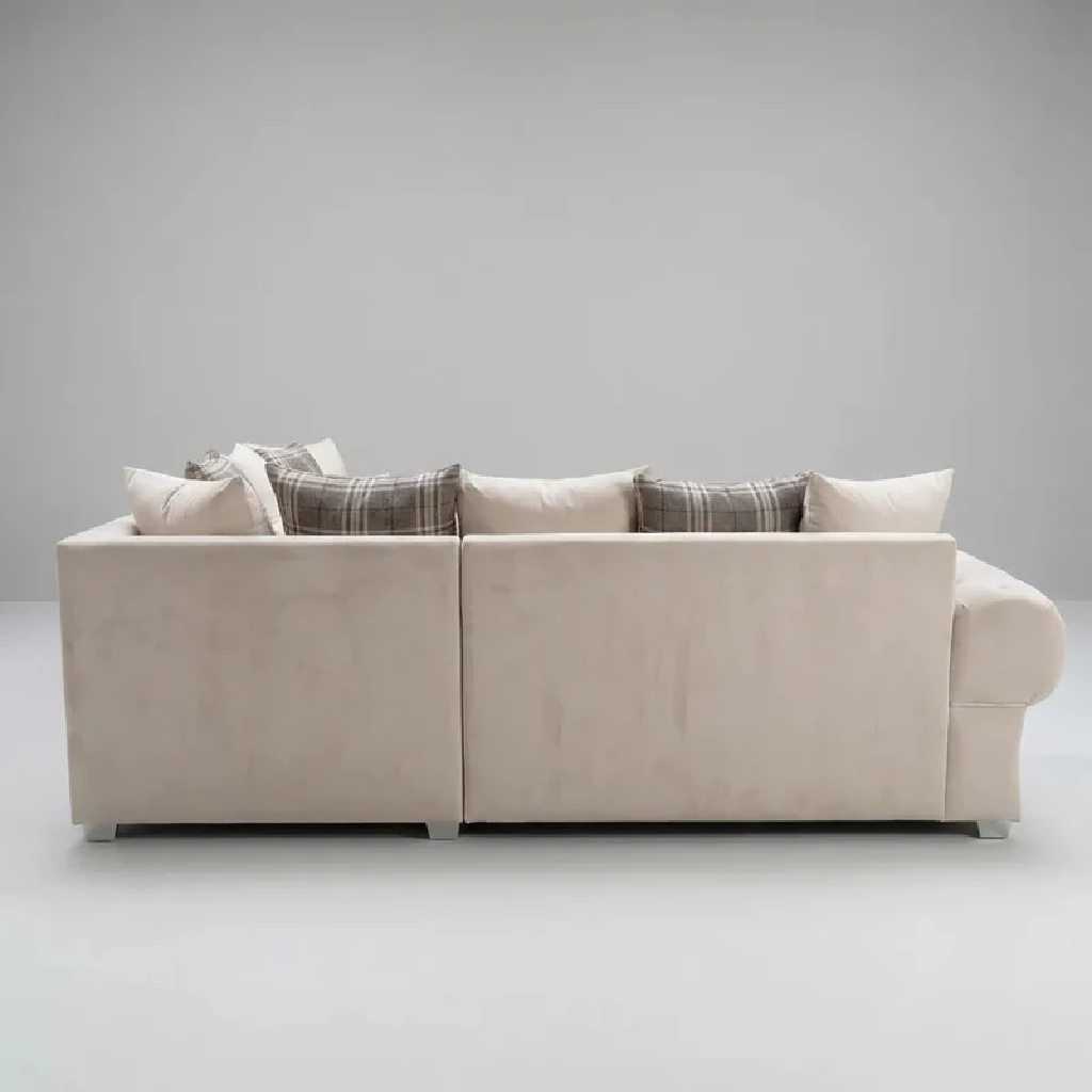 Serona Cancun Beige Fabric Scatter Cushions 5 Seater Sofa
