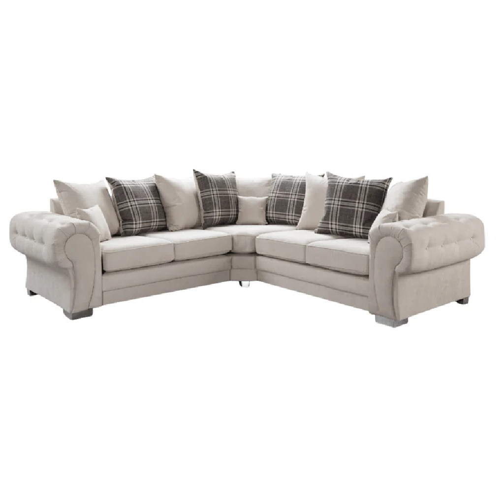 Serona Cancun Beige Fabric Scatter Cushions 5 Seater Sofa