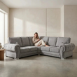 Serona Grey Fabric Full Back Corner Sofa