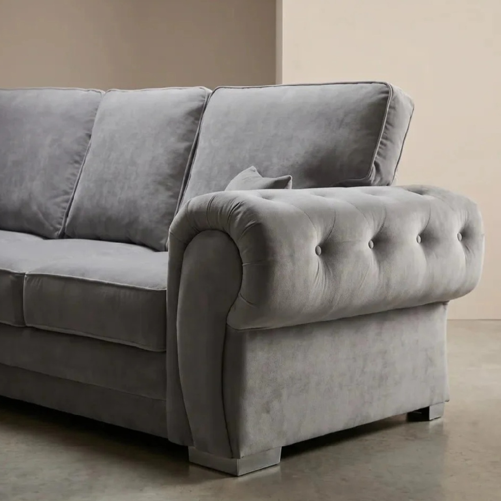 Serona Grey Fabric Full Back Corner Sofa