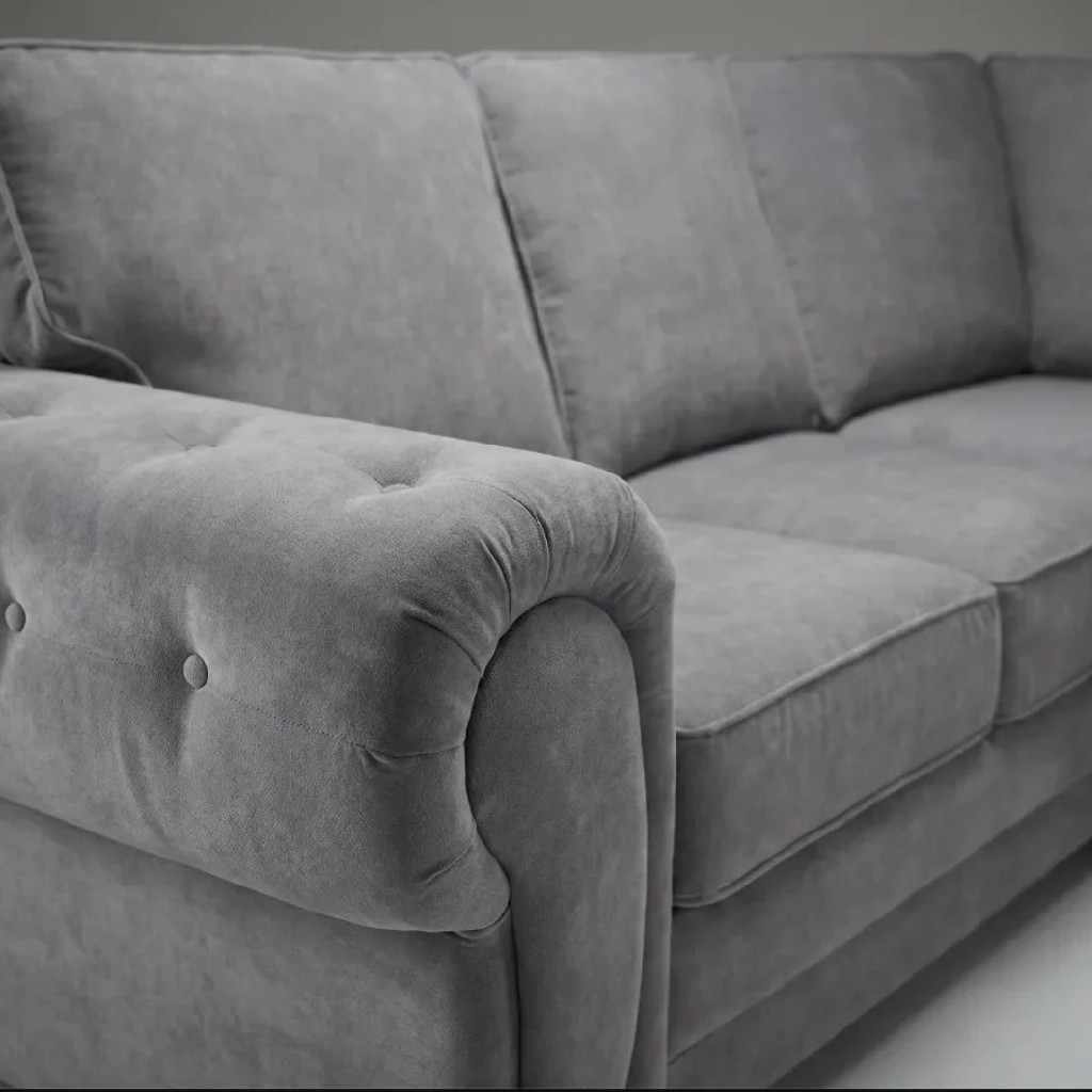 Serona Grey Fabric Full Back Corner Sofa