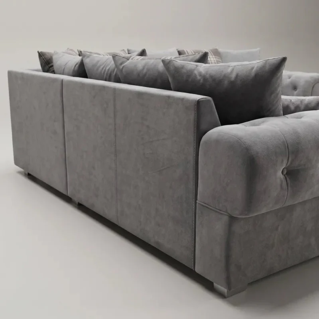 Serona Grey Fabric Scatter Cushions Corner Sofa