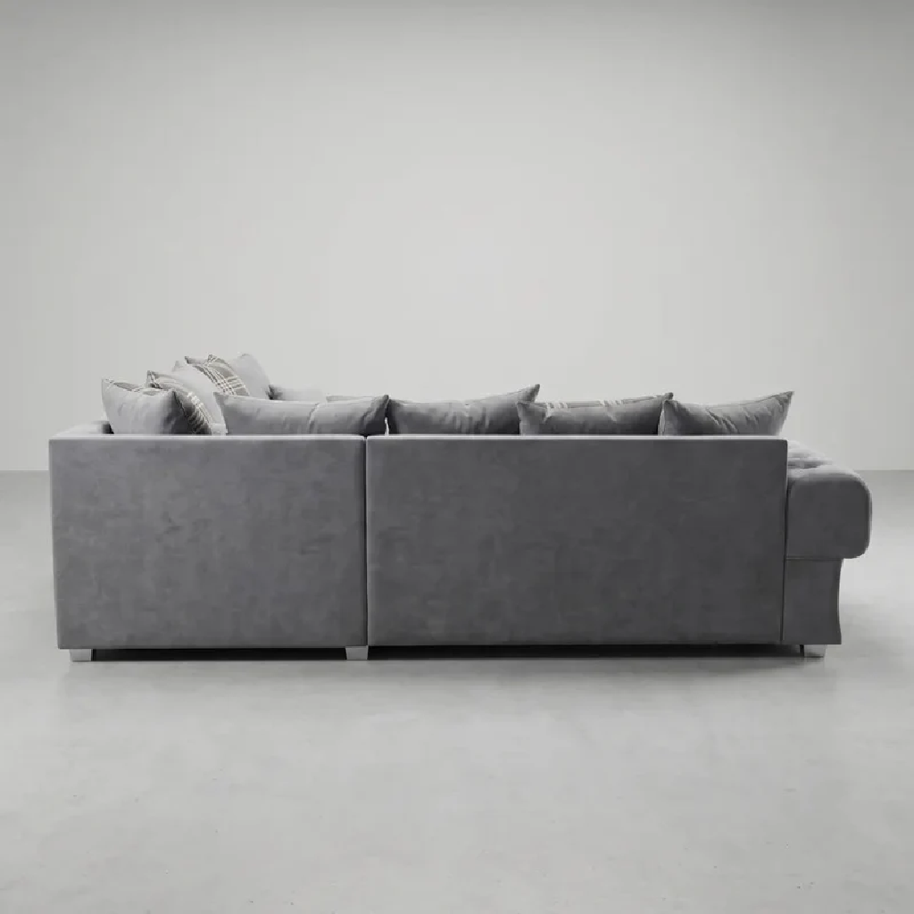 Serona Grey Fabric Scatter Cushions Corner Sofa