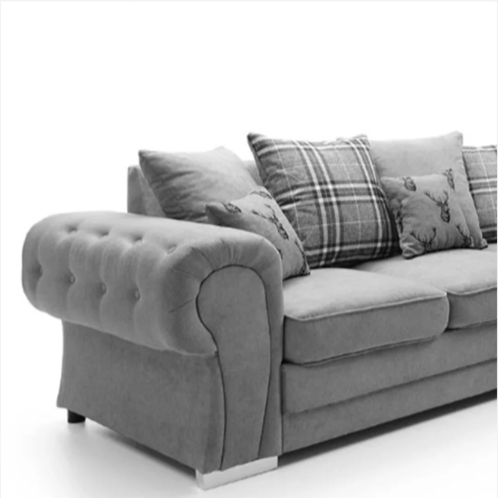 Serona Grey Fabric Scatter Cushions Corner Sofa