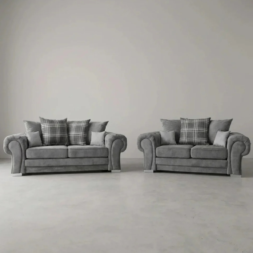 Serona Scatter Grey Fabric 3+2 Seater Sofa Set