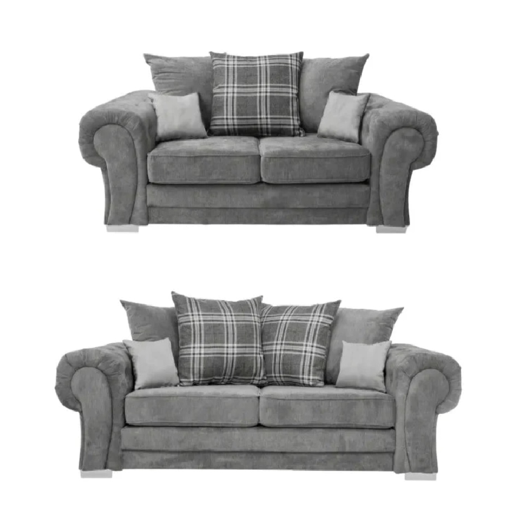Serona Scatter Grey Fabric 3+2 Seater Sofa Set