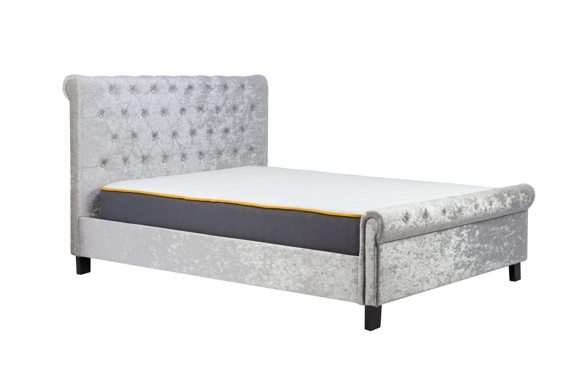 Zienna Steel Crush Vevlet  Fabric King Bed