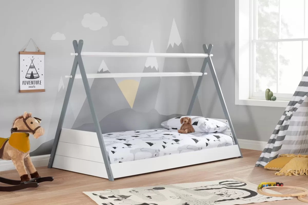 Teepee White & Grey Single Bed