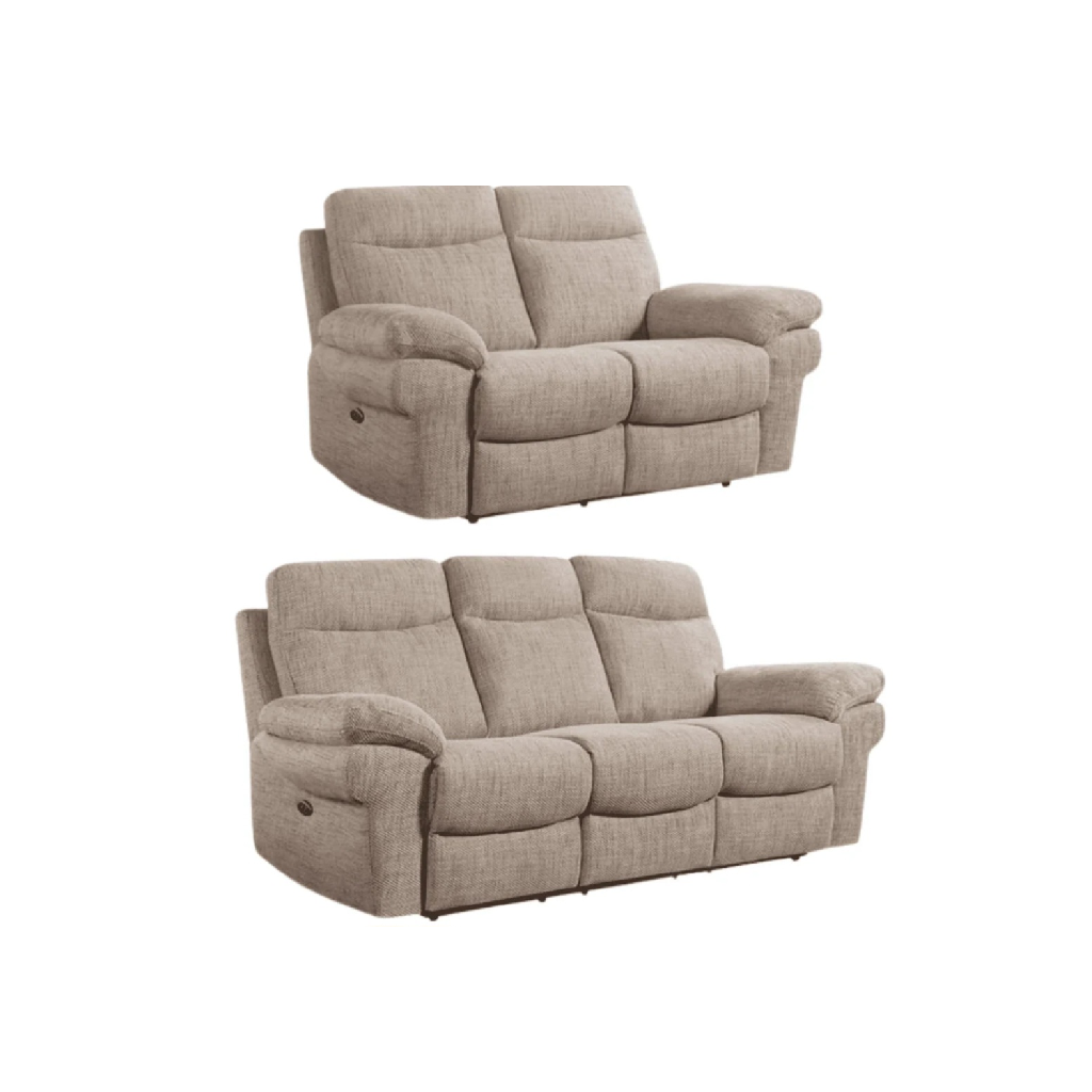 Tamara Beige Woven Fabric Electric Recliner 3 + 2 Seater Sofa Set