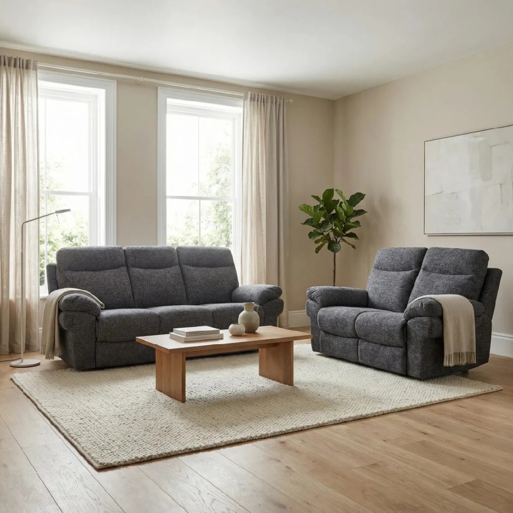 Tamara Grey Woven Fabric Electric Recliner 3 + 2 Seater Sofa Set