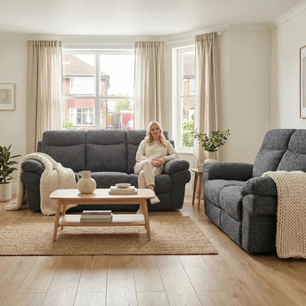 Tamara Grey Woven Fabric Electric Recliner 3 + 2 Seater Sofa Set