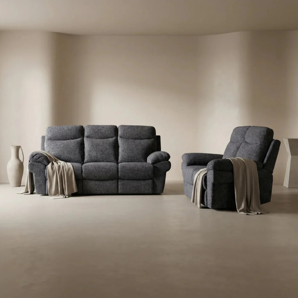 Tamara Grey Woven Fabric Electric Recliner 3 + 2 Seater Sofa Set