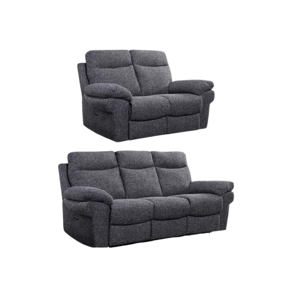 Tamara Grey Woven Fabric Electric Recliner 3 + 2 Seater Sofa Set