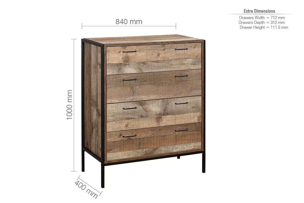Urban Rustic 4 Drawer Chest