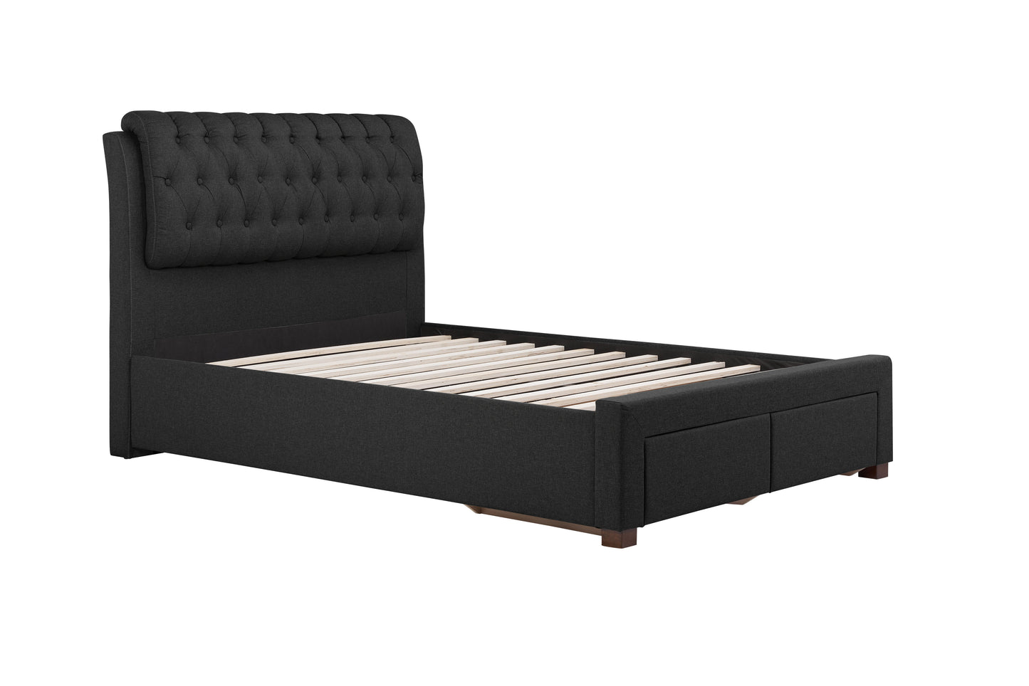 Valentino Charcoal Storage Double Bed + Bliss Double Mattress