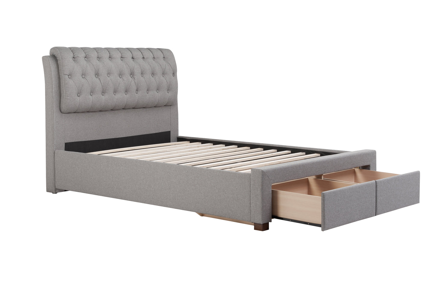Valentino Grey Storage Double Bed + Bliss Double Mattress