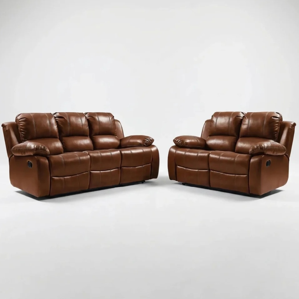 Valencia Tan Leather Recliner 3+2 Seater Sofa Set