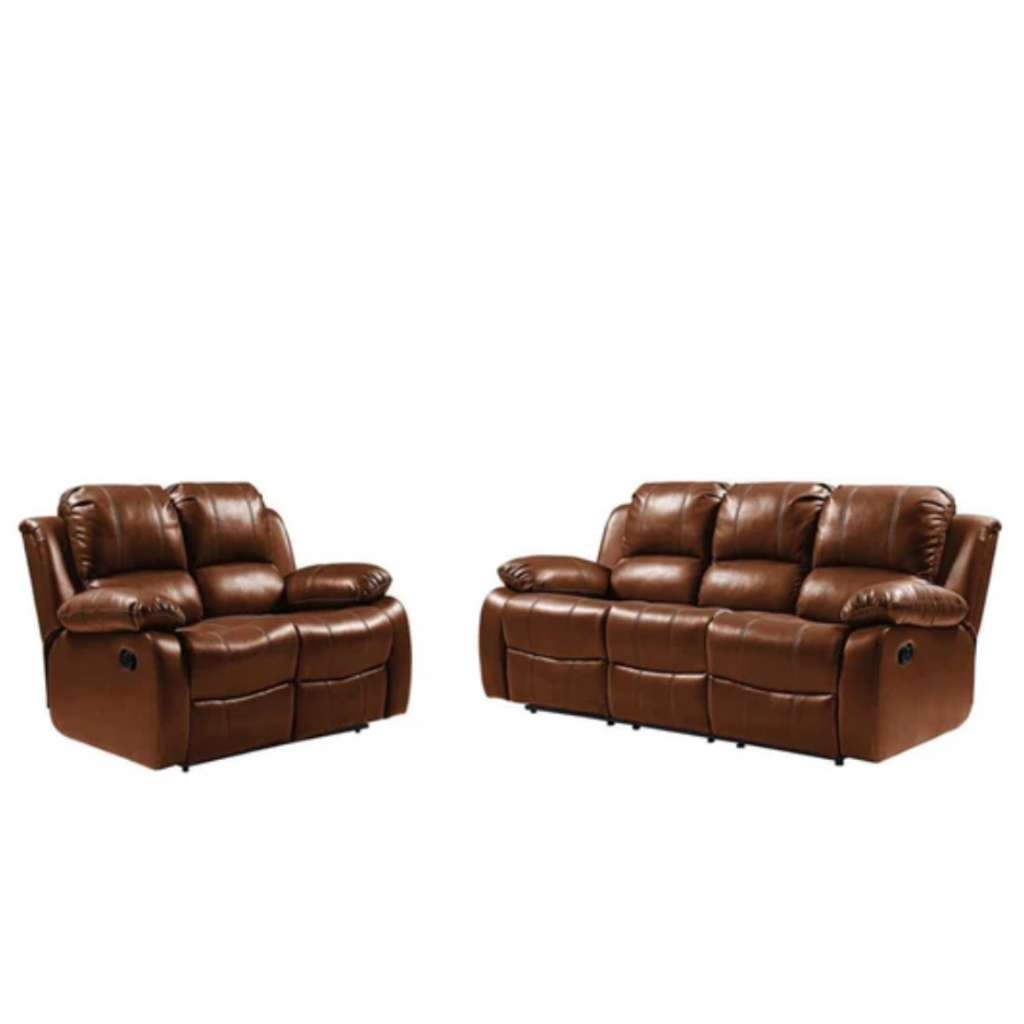 Valencia Tan Leather Recliner 3+2 Seater Sofa Set
