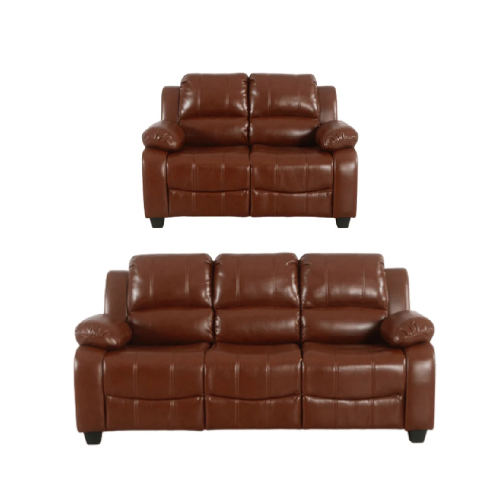 Valeria Brown Leather 3+2 Seater Sofa Set