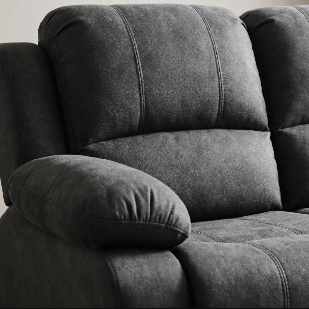 Valeria Charcoal Fabric 3 + 1 + 1 Seater Sofa Set