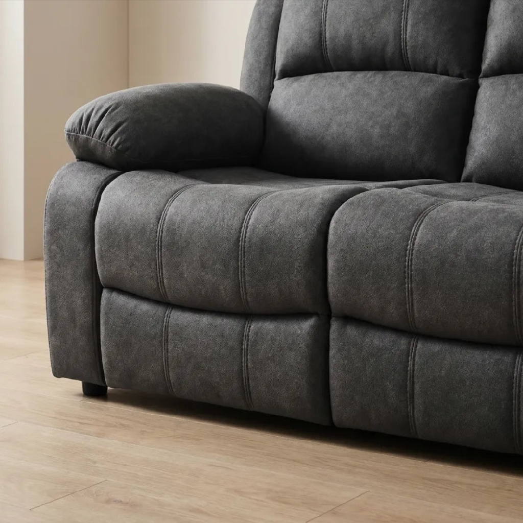 Valeria Charcoal Fabric 3 + 2 + 1 Seater Sofa Set.