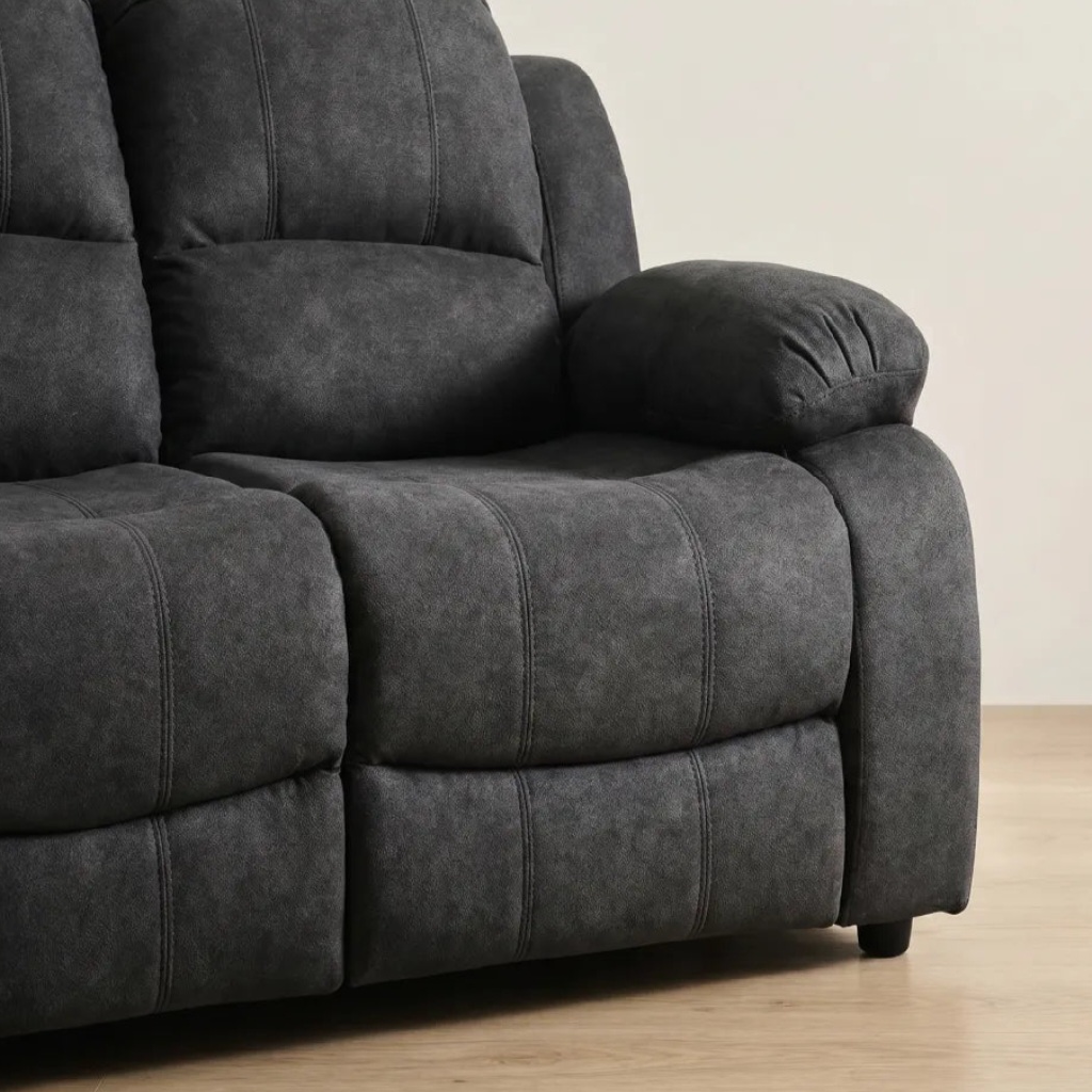 Valeria Charcoal Fabric 3 + 2 + 1 Seater Sofa Set.