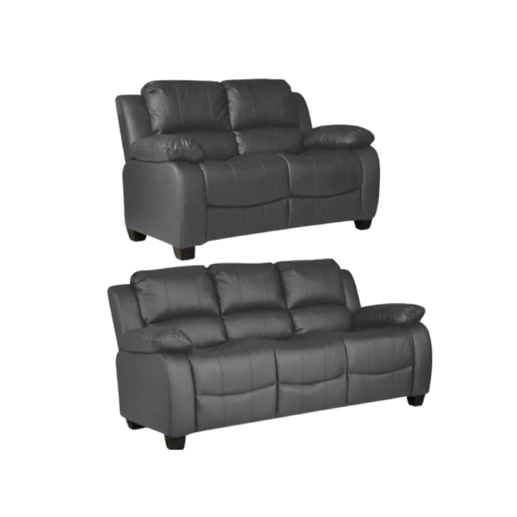 Valeria  Grey Leather 3+2 Seater Sofa