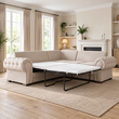 Verity Cream Fabric Sofa Bed - Corner 5 Seater Highback