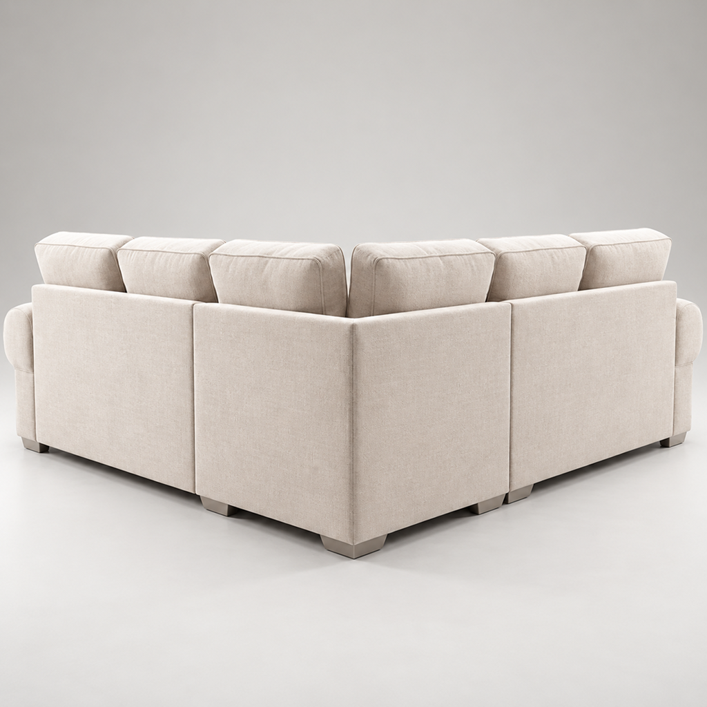 Verity Cream Fabric Sofa Bed - Corner 5 Seater Highback