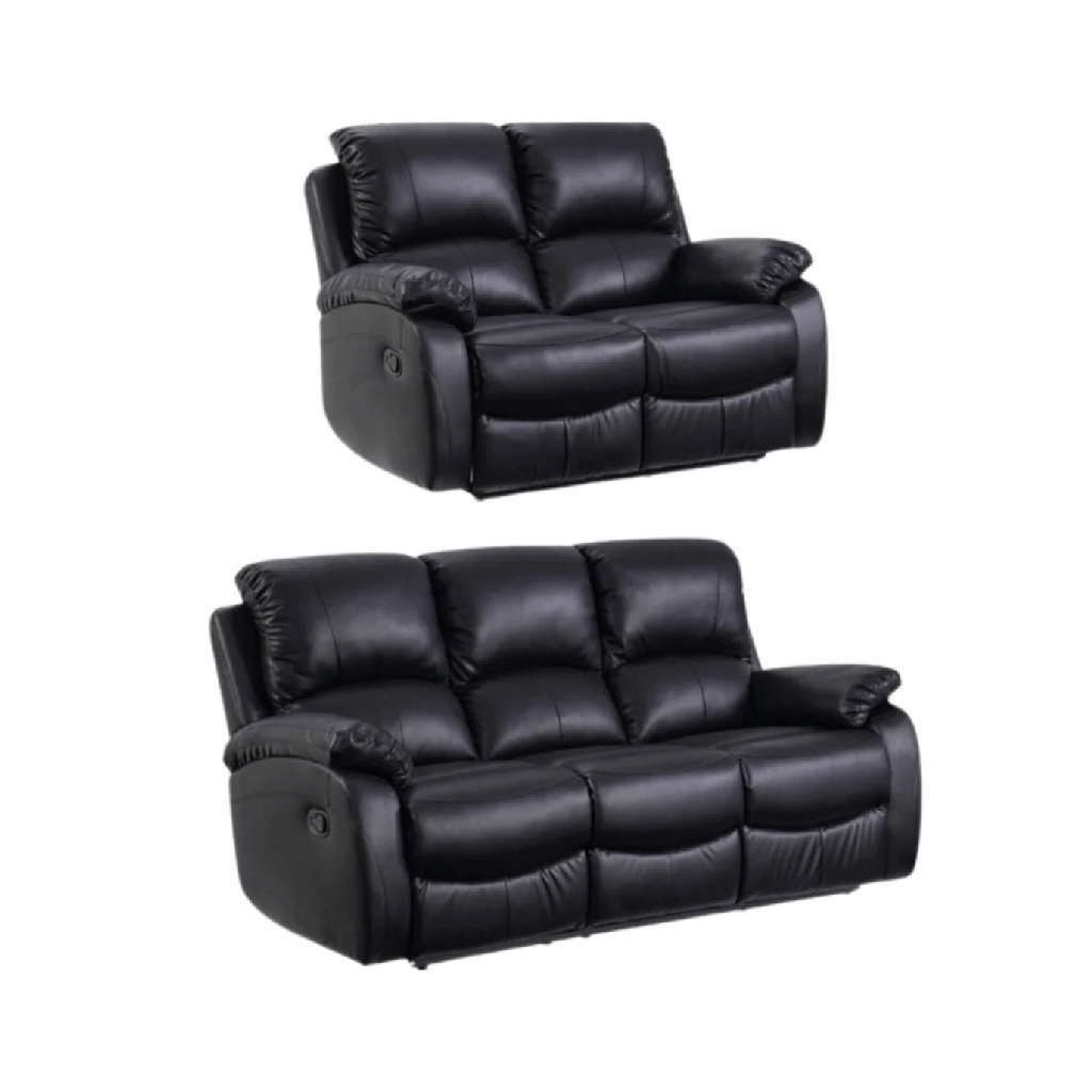 Zoma Black Leather Recliner 3+2 Sofa Set
