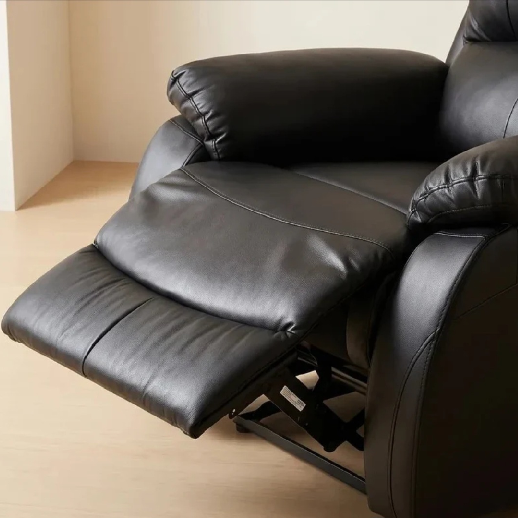 Zoma Black Leather Recliner 2 Seater Sofa + Zoma Black Leather Recliner Armchair