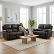 Zoma Brown Leather Recliner 3+2 Sofa Set