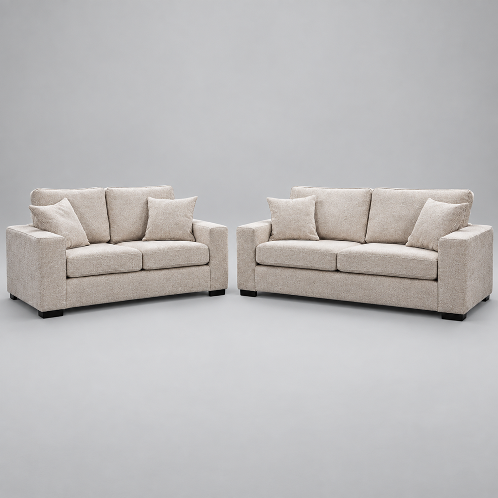 Camila Cream Enzo Fabric 3 + 2 Sofa Set
