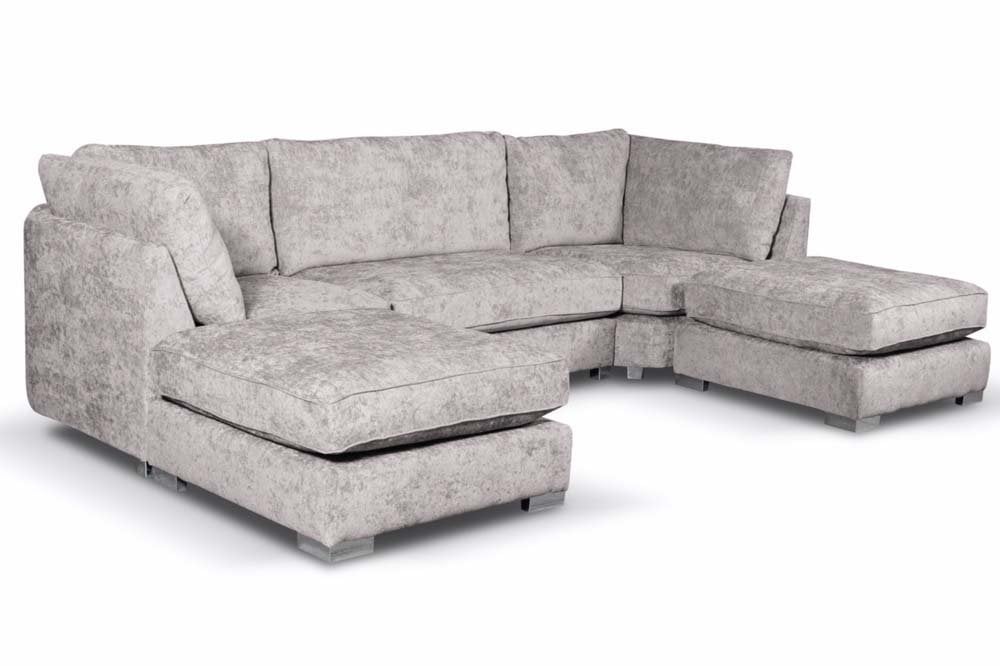 Bishop Truffle Alska Fabric U Shaped High Back Corner Sofa