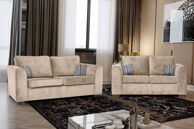 Nancy Beige Fabric 3 Seater Sofa
