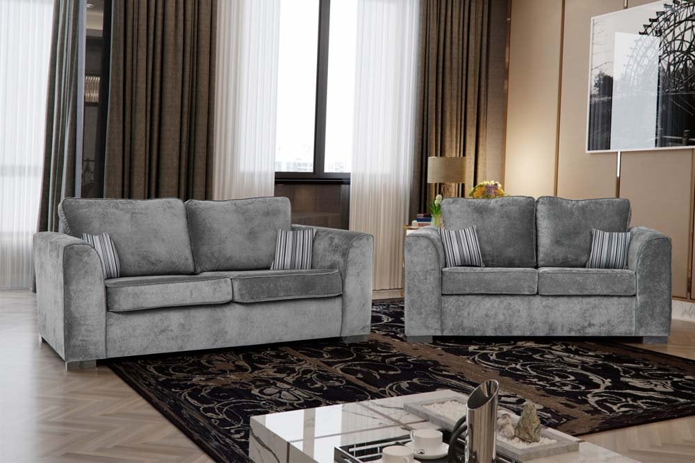 Nancy Grey Fabric 3 Seater Sofa
