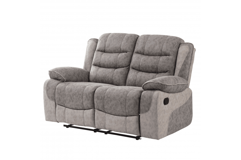 Paige Grey & Light Grey Fabric Recliner 2 Seater Sofa