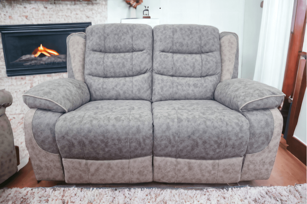 Paige Grey & Light Grey Fabric Recliner 2 Seater Sofa